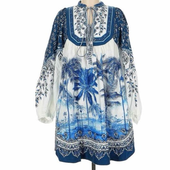 Farm Rio Palm Tree Beach Off-White Mini Dress NWT - Picture 10 of 15